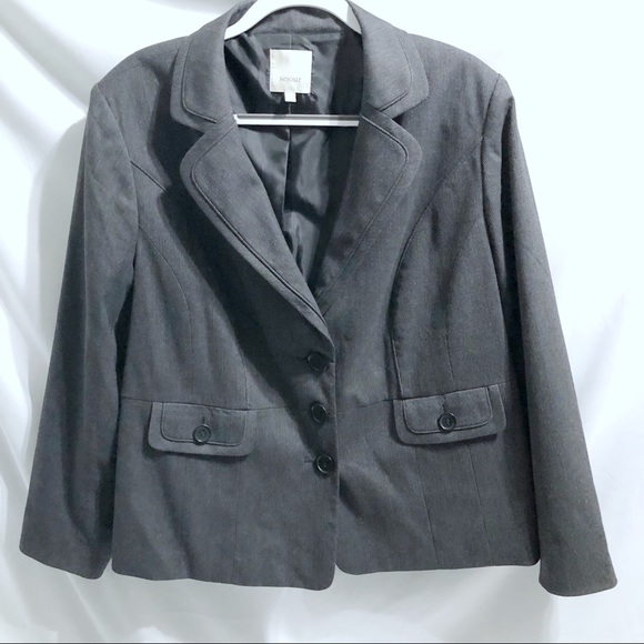 Sejour Jackets & Blazers - Sejour Gray Striped Fitted Blazer Jacket